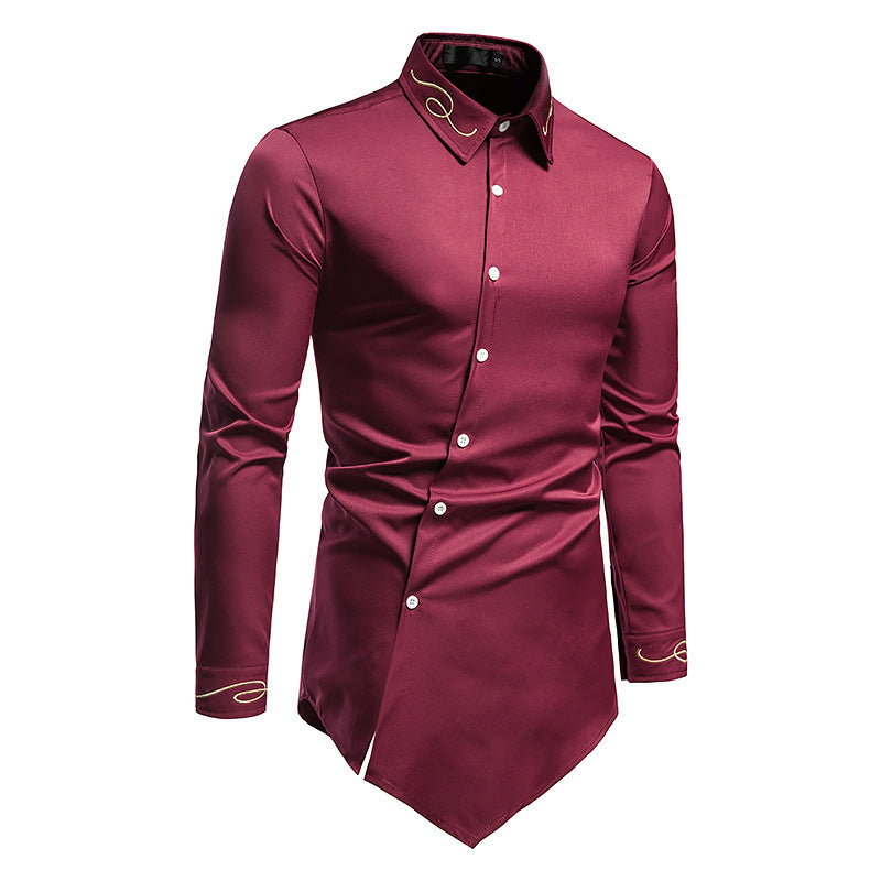 Herren Longsleeve Hemd im avantgardistischen Design mit asymmetrischem Saum Echoarchiv