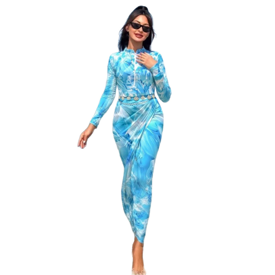 Damen eleganter Strandanzug mit figurbetontem Schnitt und floralem Design Echo Archiv