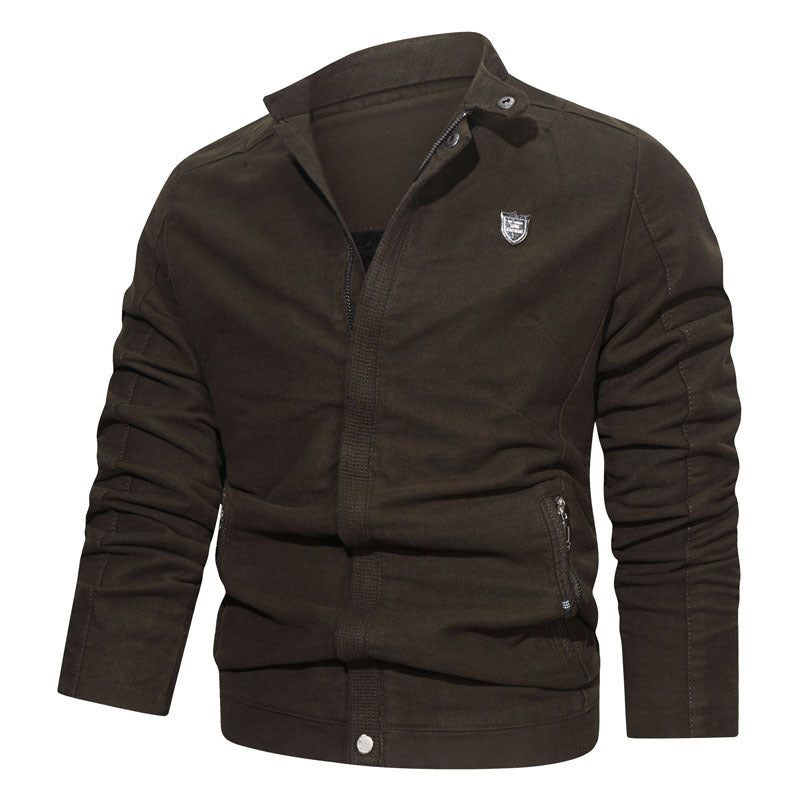 Herren Slim-Fit Canvas Blouson mit Stehkragen, verdecktem Reißverschluss und Reißverschlusstaschen Echo Archiv