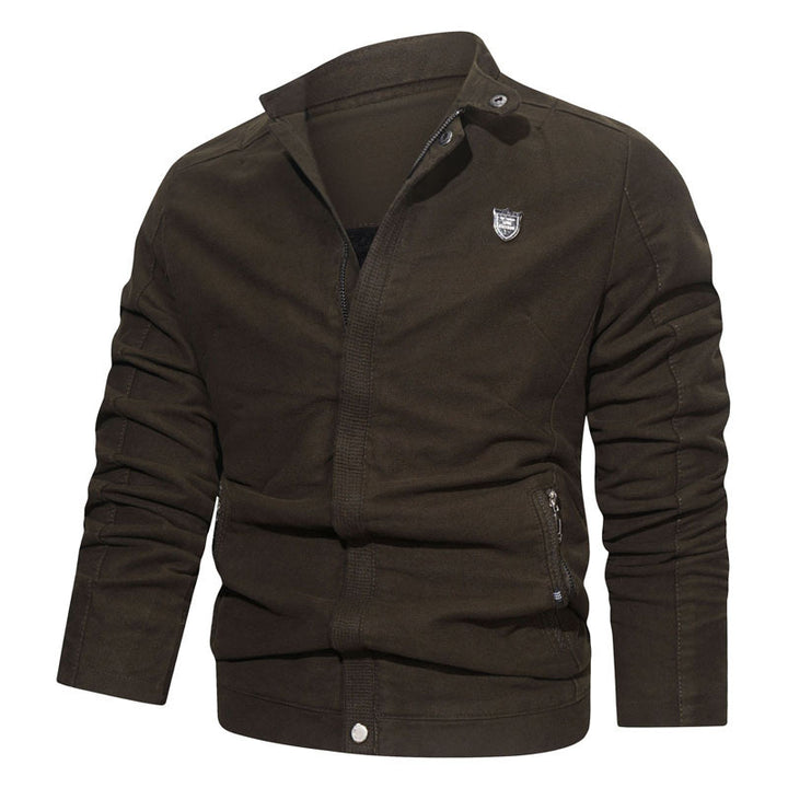 Herren Slim-Fit Canvas Blouson mit Stehkragen, verdecktem Reißverschluss und Reißverschlusstaschen Echo Archiv