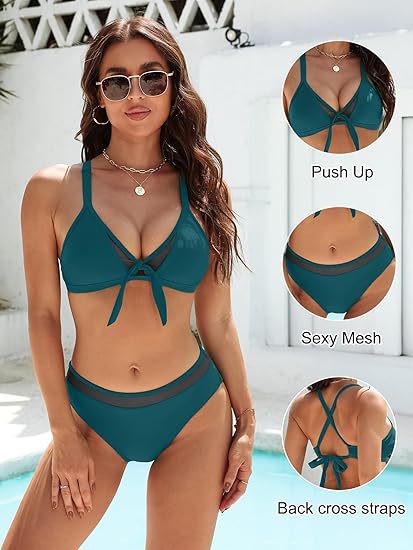 Damen Push-Up-Bikini-Top mit sexy Mesh und Rückenkreuz-Träger Echo Archiv