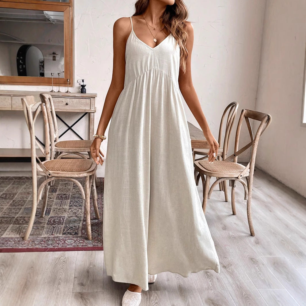 Damen Maxikleid mit Spaghetti-Trägern und lockerer Silhouette Echo Archiv