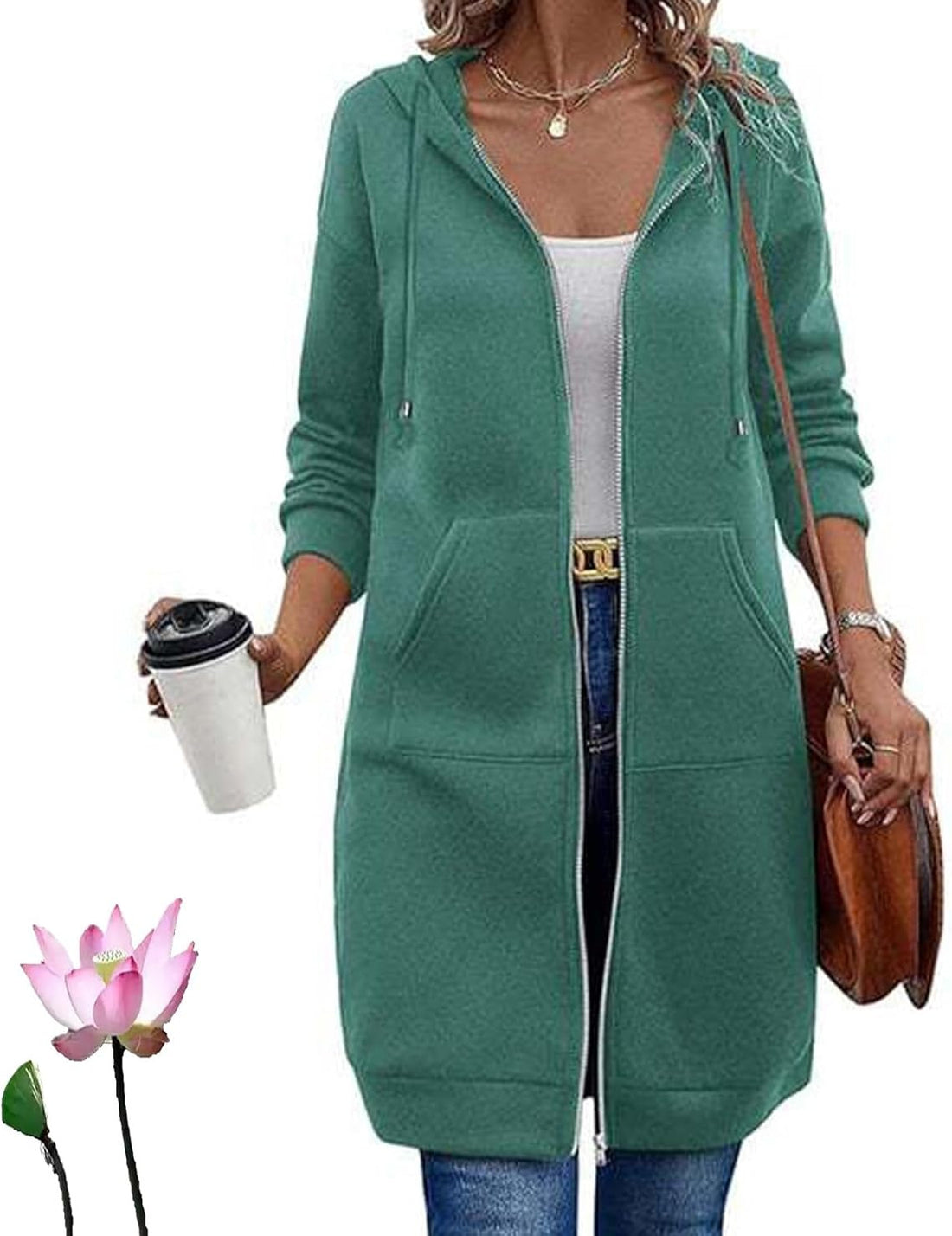Damen Lässige Langarm Hoodie-Jacke – Auréline