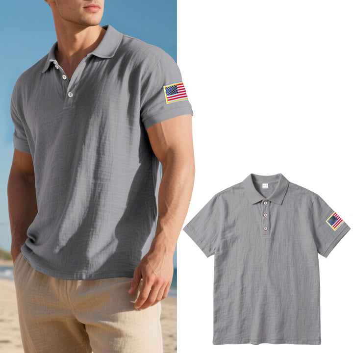 Herren Polohemd mit modischem amerikanischem Flaggenmotiv und hochwertiger Baumwolle Echoarchiv