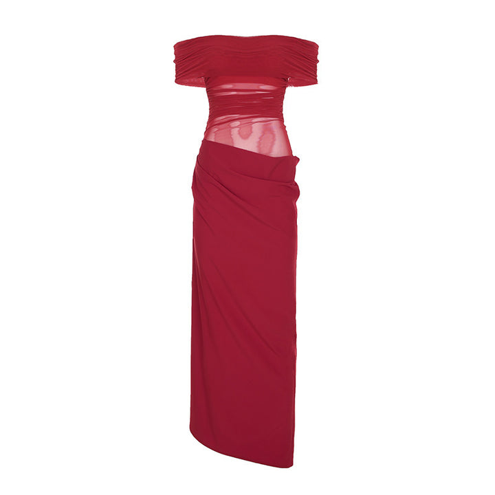 Damen elegantes Abendkleid mit schmalem Schnitt und transparenten Einsätzen Echo Archiv