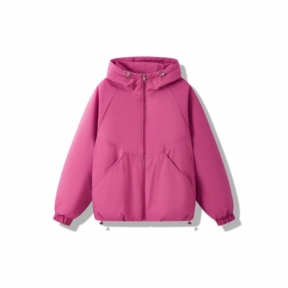 Damen Leicht wattierte Kapuzenjacke mit Raglanärmeln, elastischen Bündchen und verstellbarem Saum – Célinea