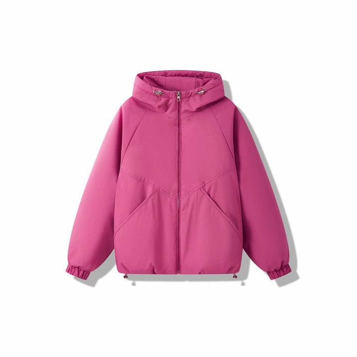 Damen Leicht wattierte Kapuzenjacke mit Raglanärmeln, elastischen Bündchen und verstellbarem Saum – Célinea