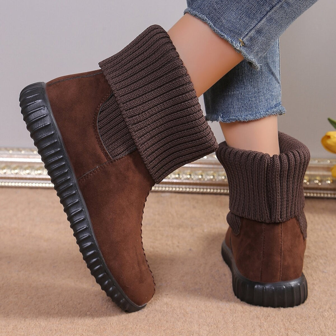 Damen Komfort-Ankleboots im Mokassin‑Style mit Umschlag-Strickkragen Echo Archiv