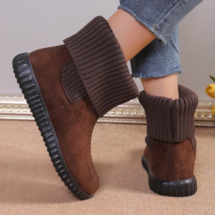 Damen Komfort-Ankleboots im Mokassin‑Style mit Umschlag-Strickkragen Echo Archiv
