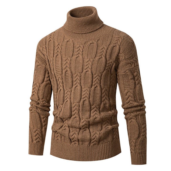 Herren Hochwertiger Rollkragenpullover mit Strukturmuster Echoarchiv