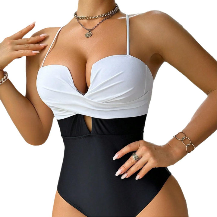 Damen eleganter Monokini mit modischem Farbblock Echo Archiv