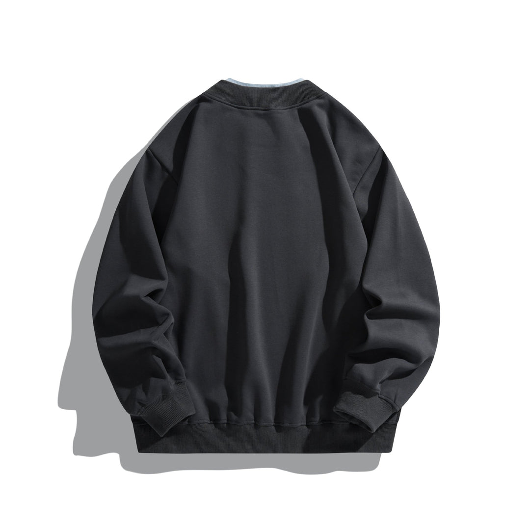 Unisex Lockeres Sweatshirt mit Kontrastkragen, sichtbaren Flatlocknähten und Logo-Stick Echoarchiv