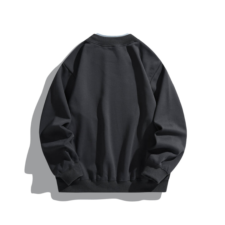 Unisex Lockeres Sweatshirt mit Kontrastkragen, sichtbaren Flatlocknähten und Logo-Stick Echoarchiv