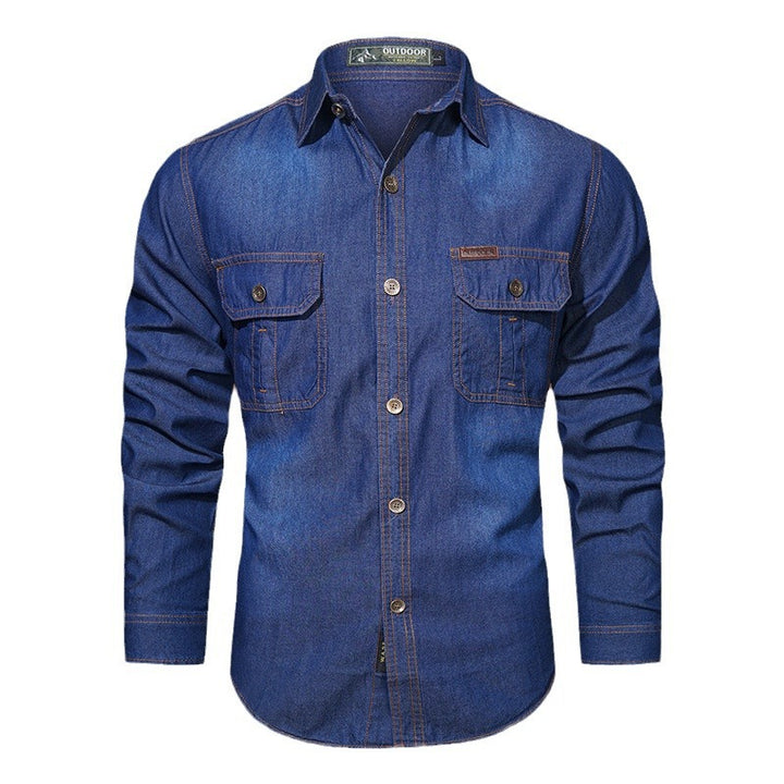Herren nan robustes Stretch-Denim Hemd mit verstärkten Klappbrusttaschen und kontrastnähten Echo Archiv