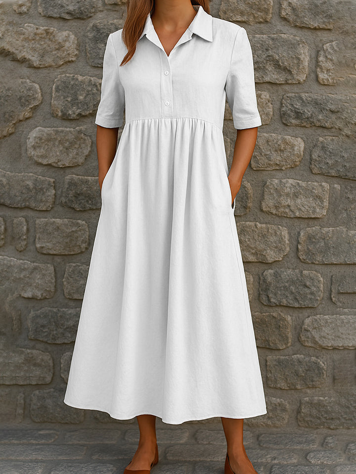Damen Elegantes Maxikleid mit Hemdkragen und praktischen Taschen Echo Archiv