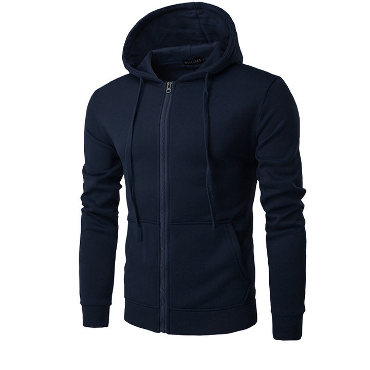 Herren schmal geschnittene Zip-Hoodie Jacke mit weichem Fleece-Innenfutter und Kängurutaschen – Cavarno