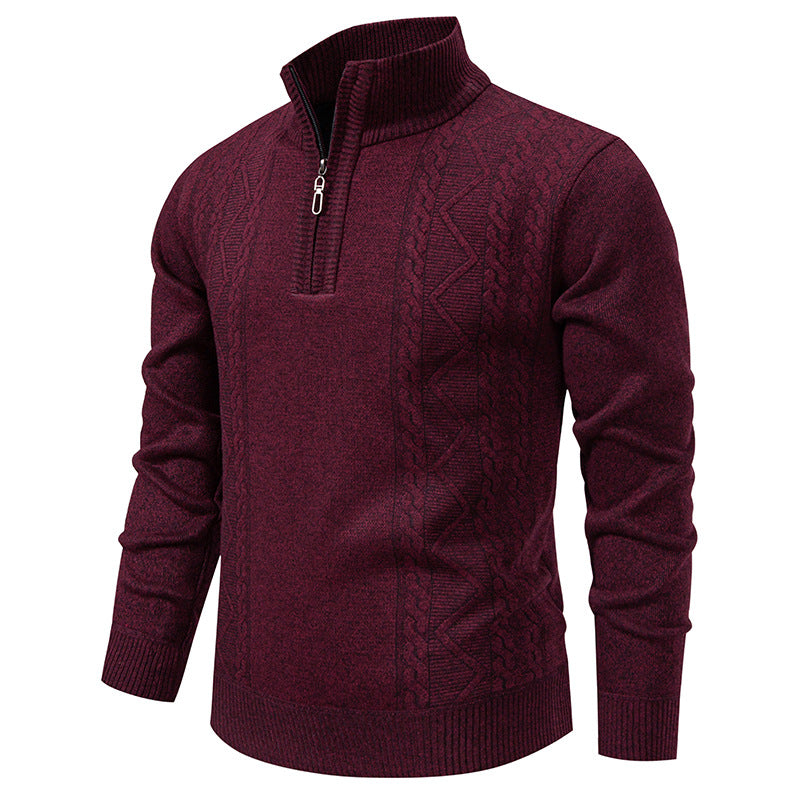 Herren nan gehobener Strickpullover mit Halbzip, Stehkragen und dekorativem Zopfmuster Echo Archiv