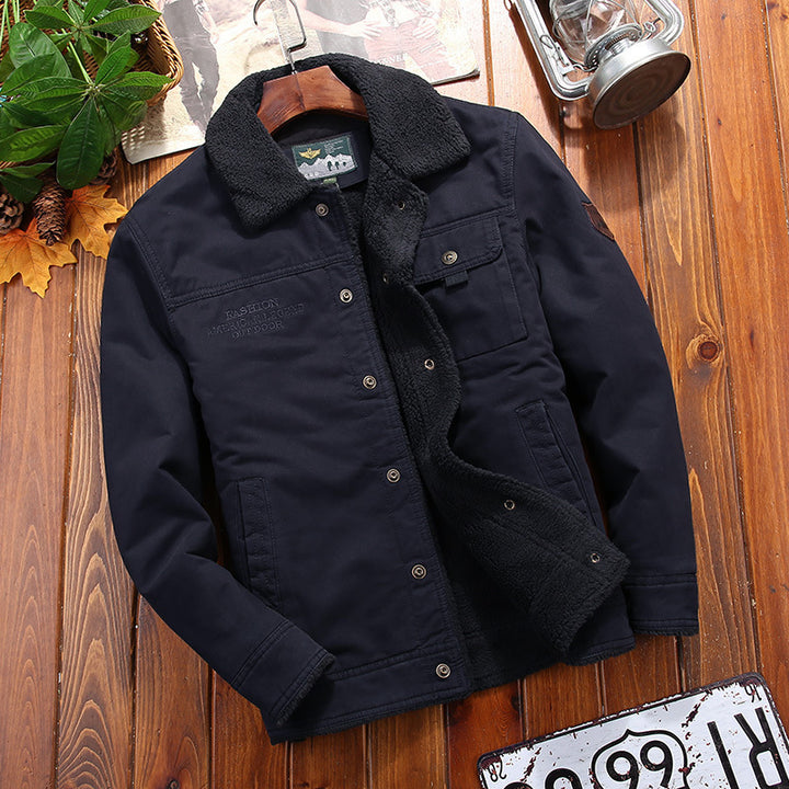Herren Robuste Canvas-Truckerjacke mit vollem Sherpa-Innenfutter und verdeckter Druckknopfleiste Echo Archiv