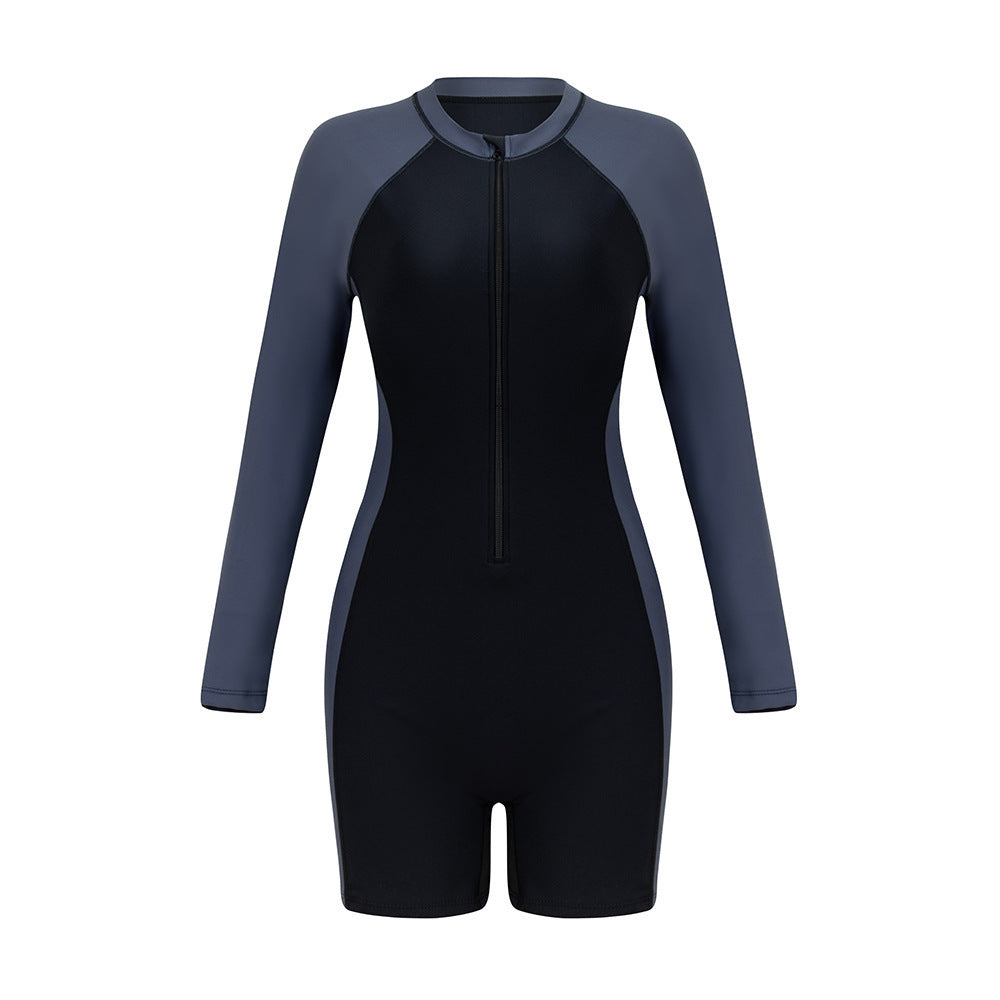 Damen Sportlicher Langarm-Schwimmanzug mit Reißverschluss Echo Archiv 1781081924