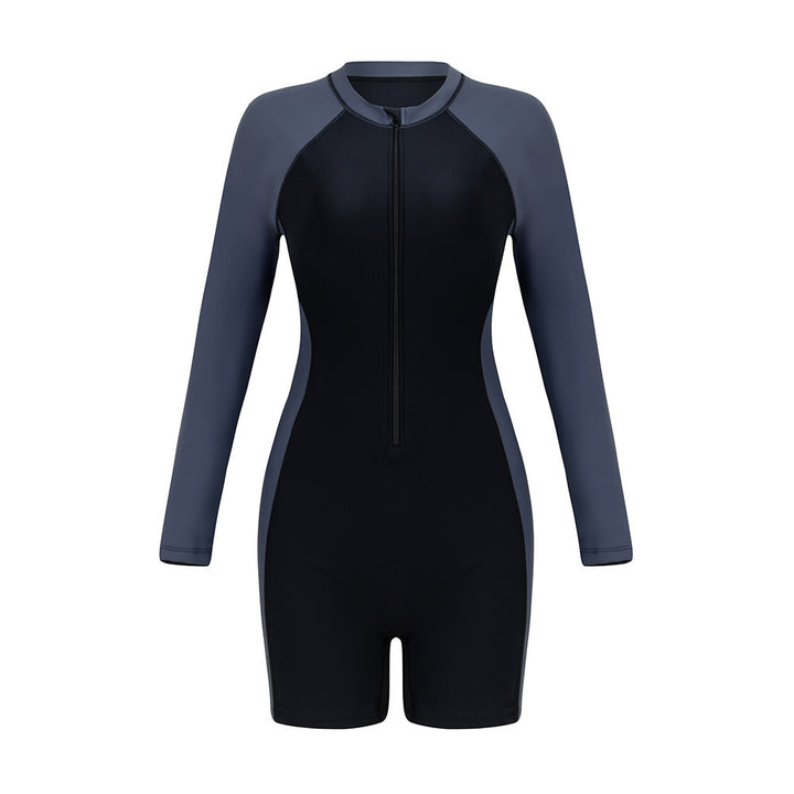 Damen Sportlicher Langarm-Schwimmanzug mit Reißverschluss Echo Archiv 1781081924