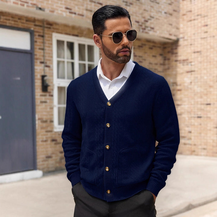 Herren Strickjacke mit modernen Details und praktischen Taschen Echoarchiv