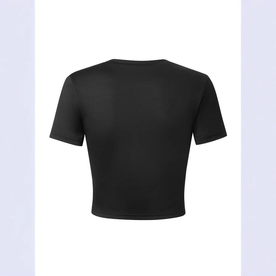 Damen Crop-T-Shirt mit motivierendem Schriftzug Echo Archiv