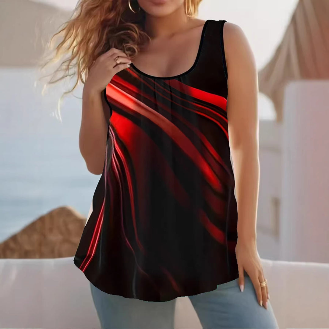 Damen Elegantes ärmelloses Oberteil mit modernem Wellendesign Echo Archiv