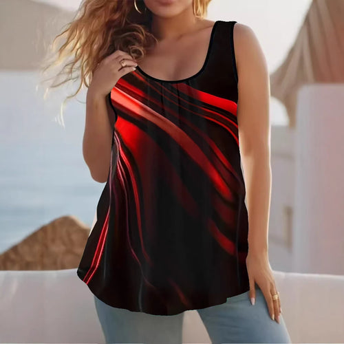 Damen Elegantes ärmelloses Oberteil mit modernem Wellendesign Echo Archiv