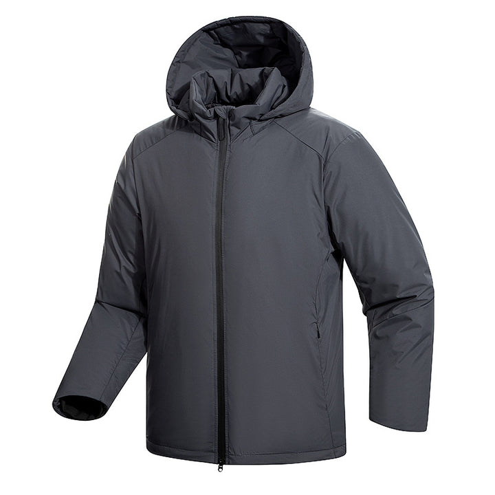 Herren Leichte Allwetter‑Isolationsjacke mit Kapuze, winddichter Hülle & verdecktem Reißverschluss Echoarchiv