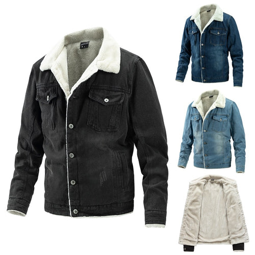 Herren Jeansjacke mit Teddyfutter und Hemdkragen Echoarchiv