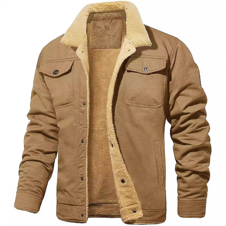 Herren Sherpa-gefütterte Canvas-Truckerjacke mit Brusttaschen Echoarchiv