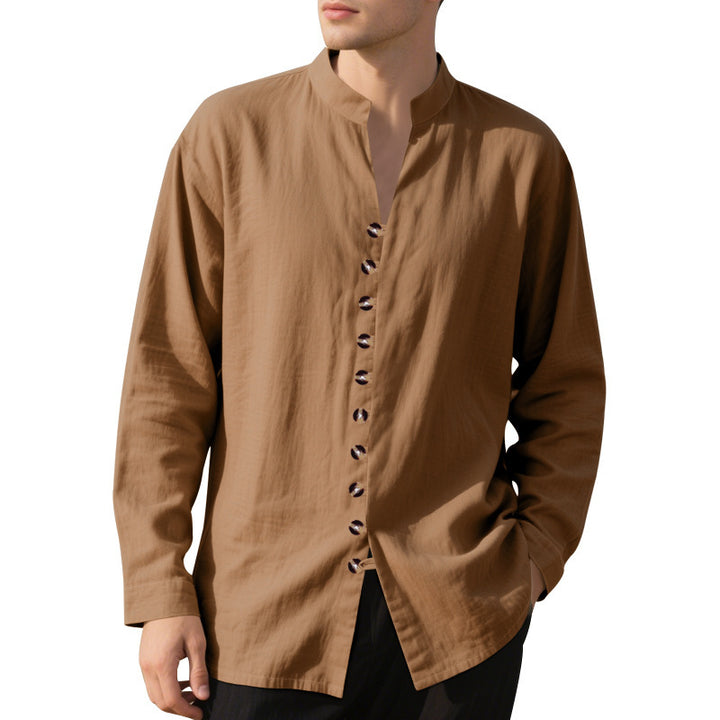 Herren Longsleeve Hemd mit steigendem Kragen und einzigartiger Knopfleiste Echoarchiv