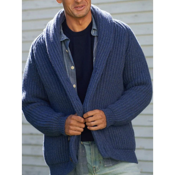 Herren Strickcardigan mit überworfenem Revers Echoarchiv