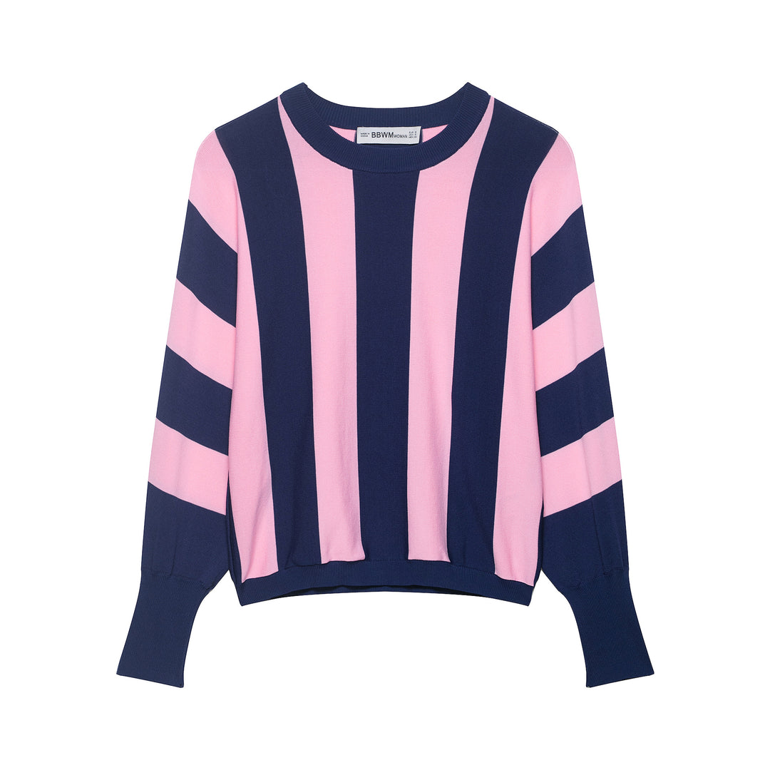 Damen Oversize-Strickpullover mit breiten Blockstreifen und überschnittener Schulter Echoarchiv