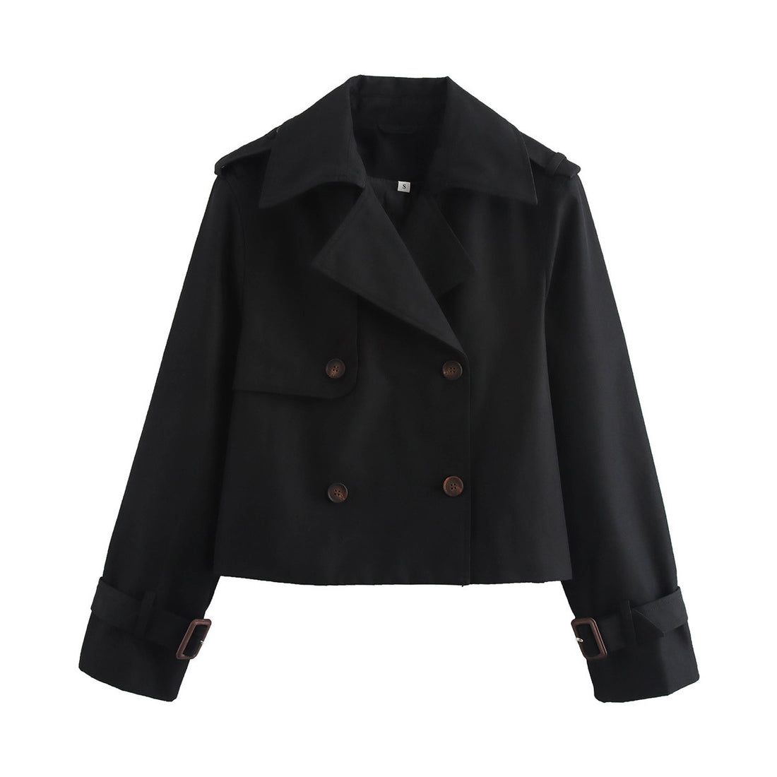 Damen Cropped Trenchcoat mit Doppelreihe und verstellbaren Manschetten Echoarchiv