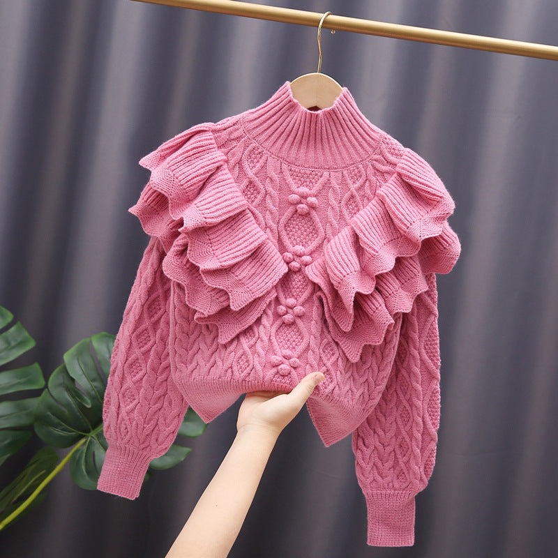 Damen Strickpullover mit Rüschen und Zopfmuster Echo Archiv