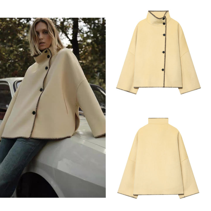 Damen Cape-Mantel mit Stehkragen, asymmetrischer Knopfleiste und Ziernaht Echo Archiv