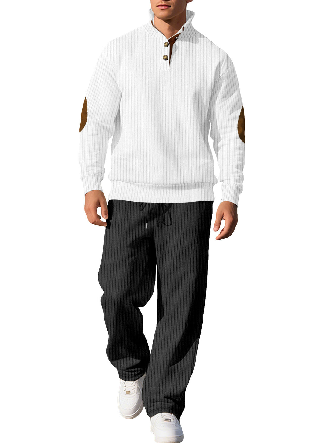 Herren sportliches Sweatshirt mit innovativem Knopfleisten-Design und modischen Akzenten Echoarchiv