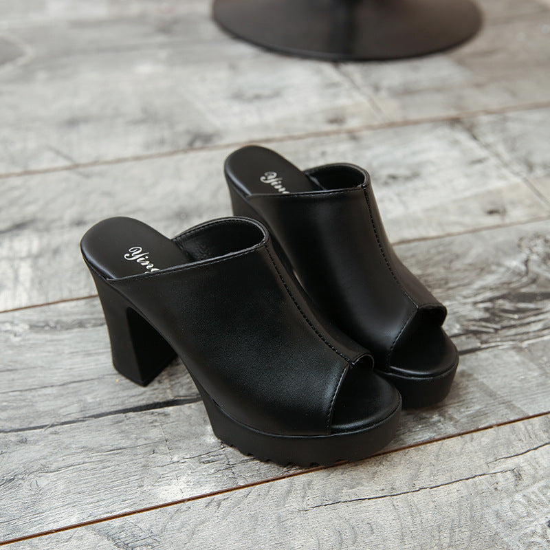 Damen nan Plateau-Mule mit hohem Blockabsatz und offener Zehenpartie Echo Archiv