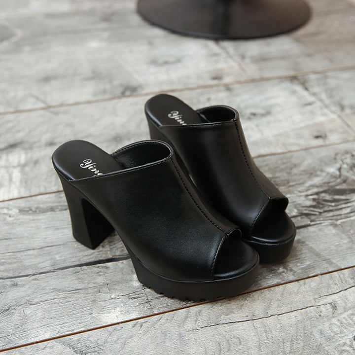 Damen nan Plateau-Mule mit hohem Blockabsatz und offener Zehenpartie Echo Archiv
