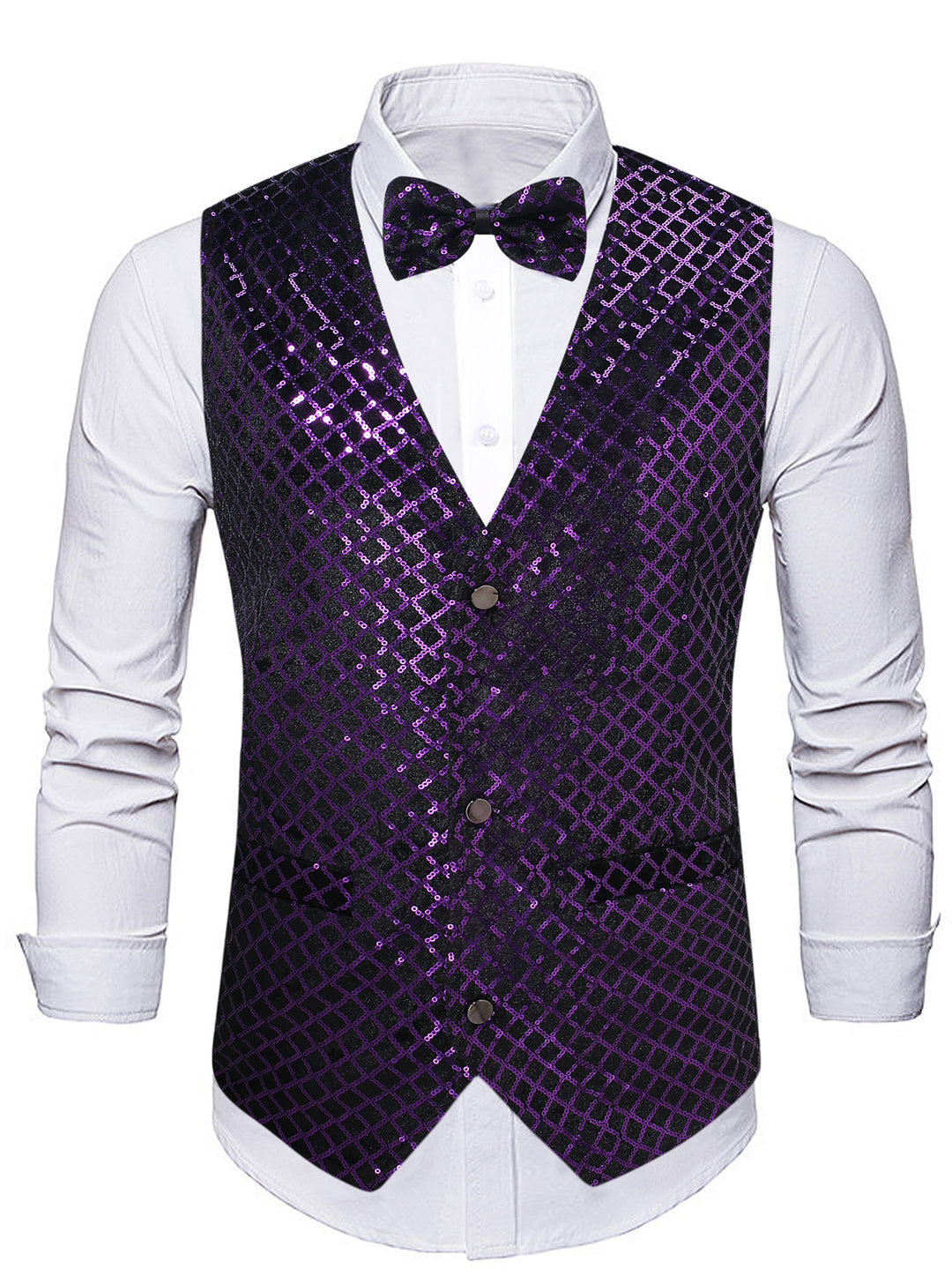 Herren elegante Paillettenweste mit passendem Fliegenbinder Echoarchiv