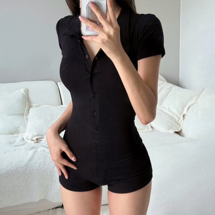 Damen Kurzoverall mit Knopfleiste und modernem Kragen Echo Archiv