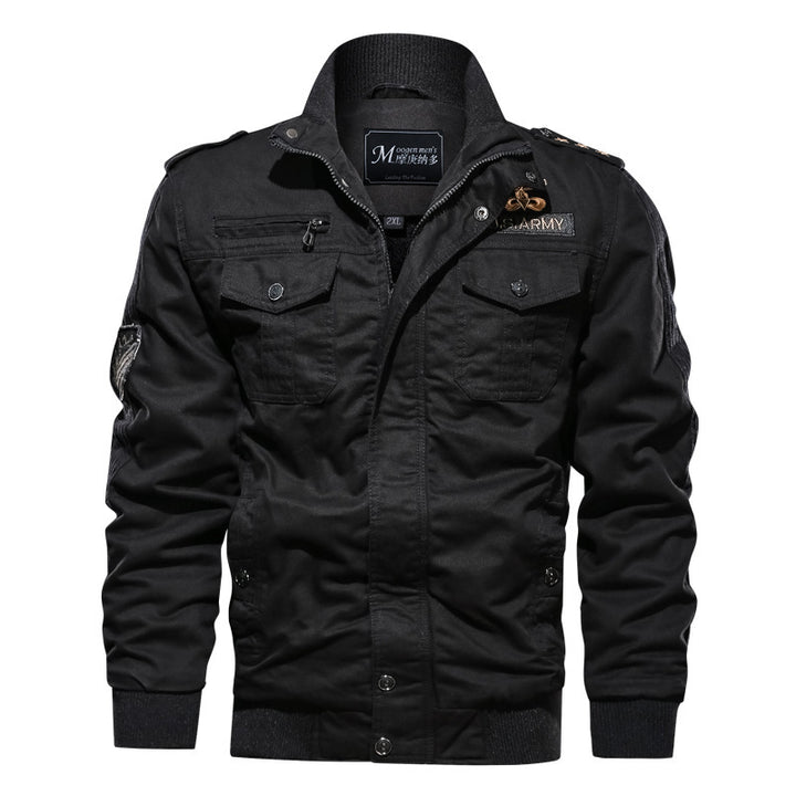 Herren Fieldblouson aus Canvas mit Epauletten, Utility‑Pattentaschen und geripptem Stehbund – Taviero