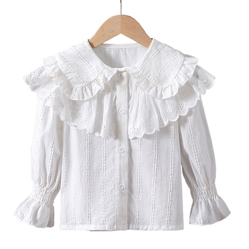 Mädchen Bluse mit Rüschendetails und Broderie Anglaise Echo Archiv