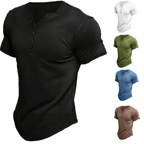 Herren Kurzarmshirt mit modernem Henley-Ausschnitt und stilvollen Knopfdetails Echoarchiv