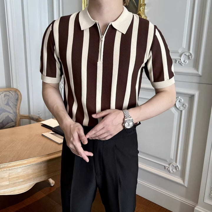 Herrenmode Kurzarm Poloshirt mit Reißverschluss Echo Archive
