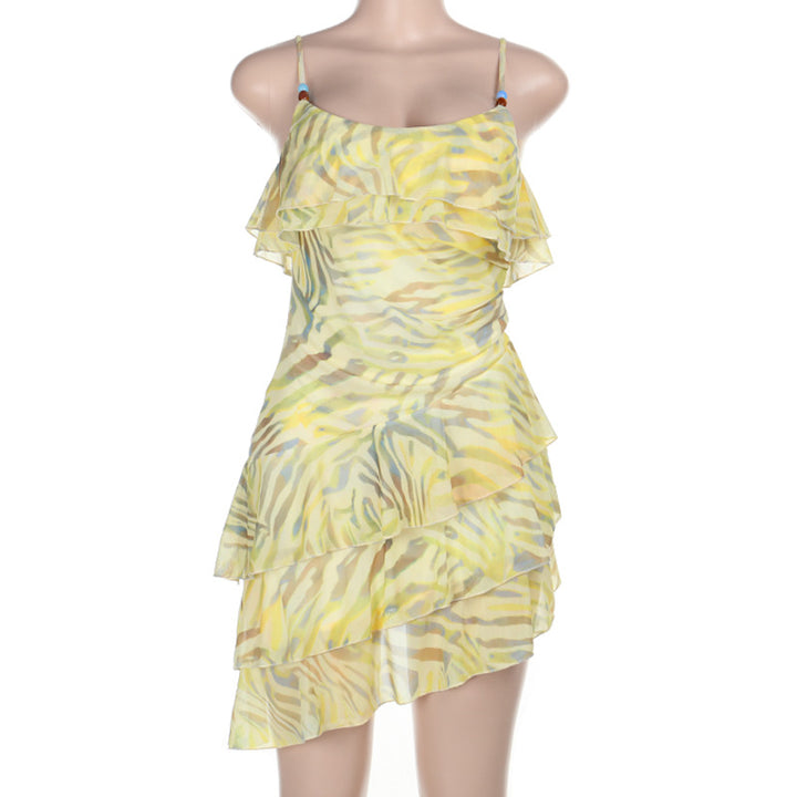 Damen Minikleid mit gestuftem Rüschendesign und trägerloser Silhouette Echo Archiv