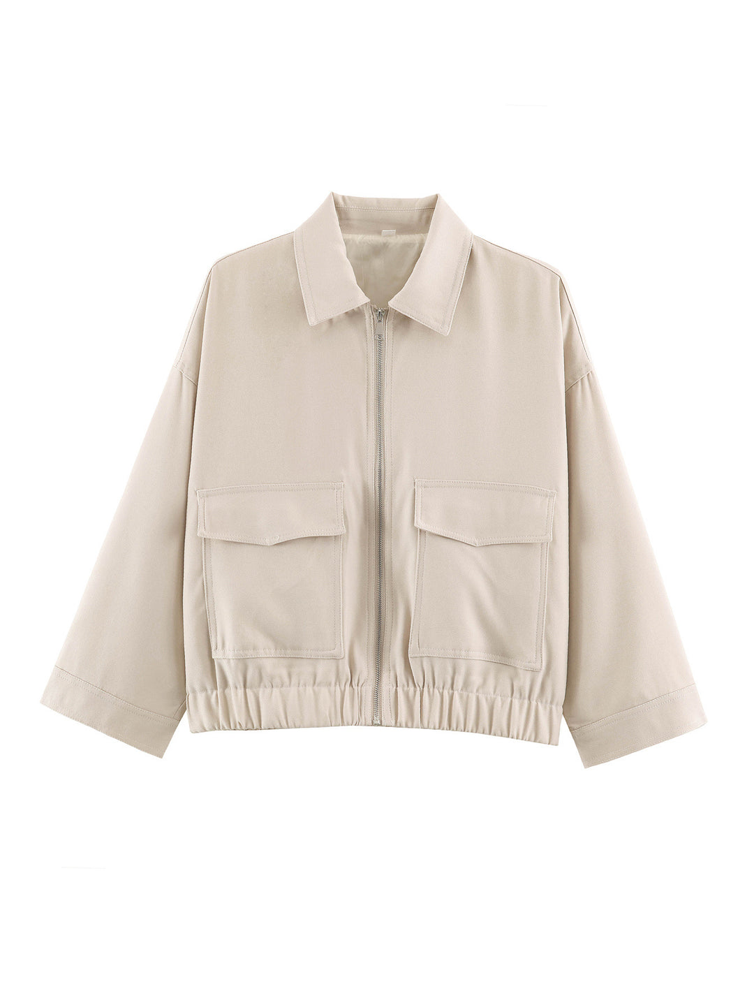 Damen Cropped Utility-Blouson mit elastischem Bund und aufgesetzten Pattentaschen Echoarchiv