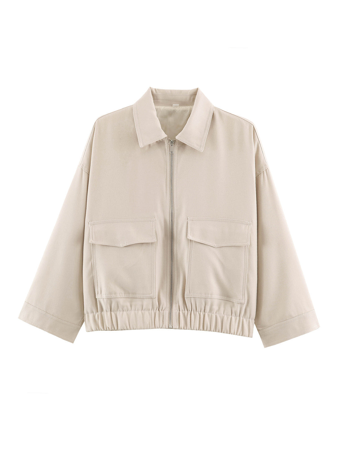 Damen Cropped Utility-Blouson mit elastischem Bund und aufgesetzten Pattentaschen Echoarchiv