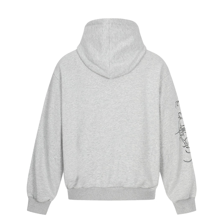 Herren Oversize Kapuzenpullover mit ornamentalem Kreuz‑Print und Nieten Echoarchiv